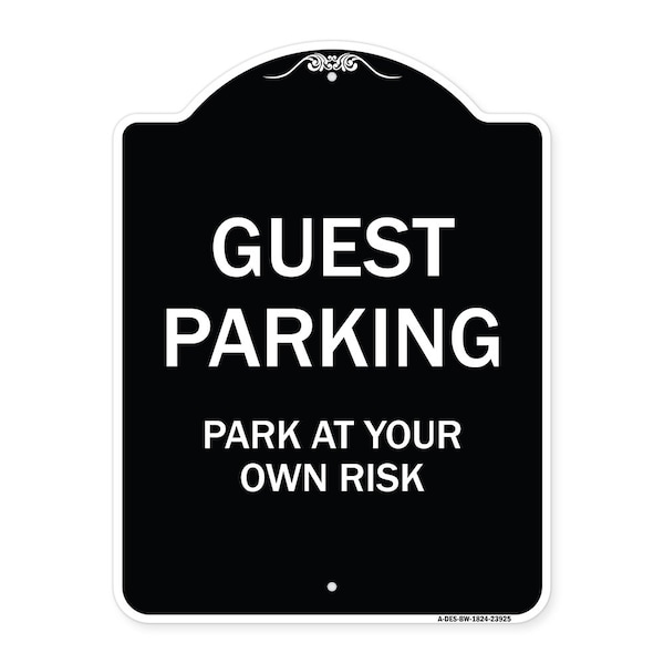 Signmission Designer Series Guest Parking, Black & White Heavy-Gauge Aluminum Sign, 24" x 18", BW-1824-23925 A-DES-BW-1824-23925 - main